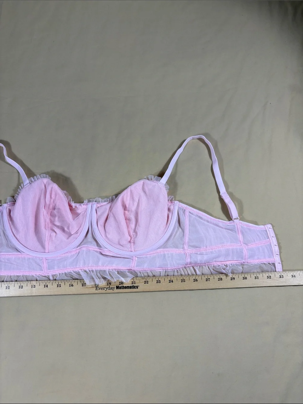 Auden Pink Velour Ruffle Lingerie Set Womens XXL Thong Underwire Matching NWT